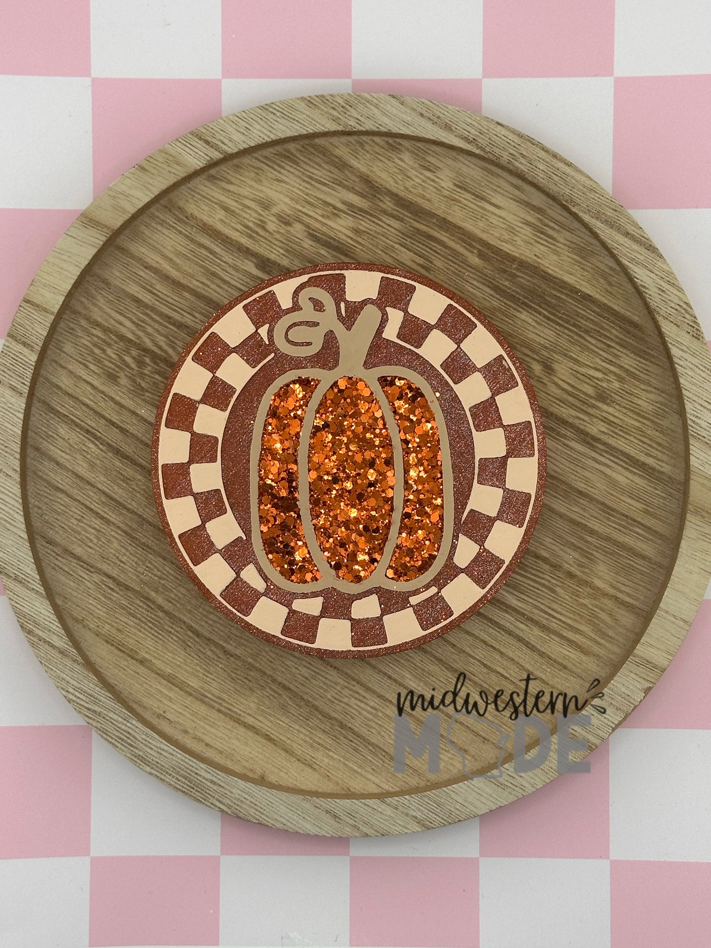Round Checkered Pumpkin Freshie