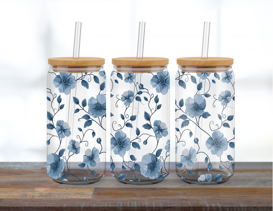 Blue Floral Tumbler