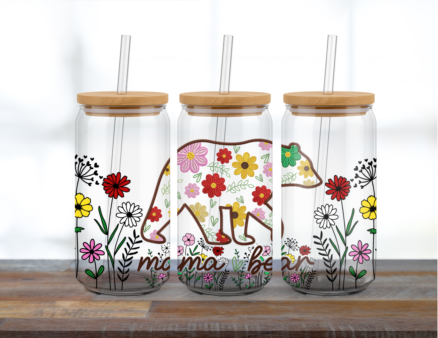 Mama Bear Floral Tumbler