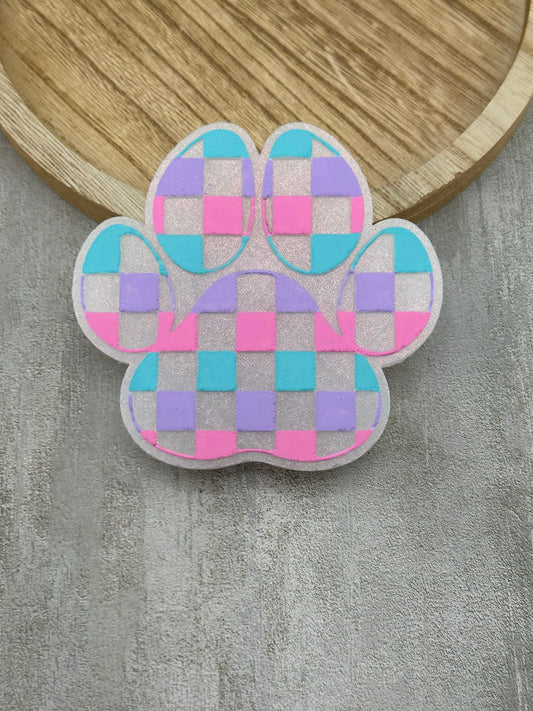 Checkered Paw Print Freshie