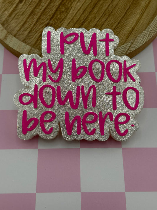 I Put My Book Down To Be Here Freshie