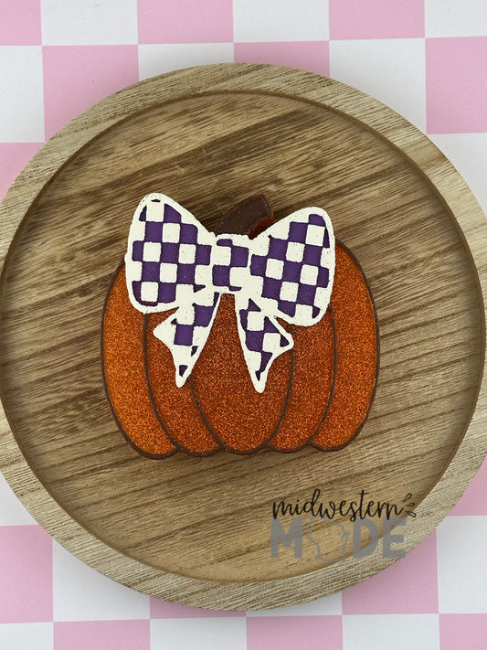 Checkered Bow Pumpkin Freshie