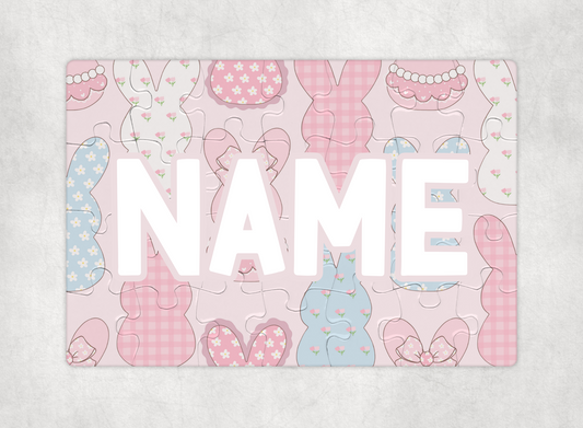 Pink Bunnies Custom Puzzle